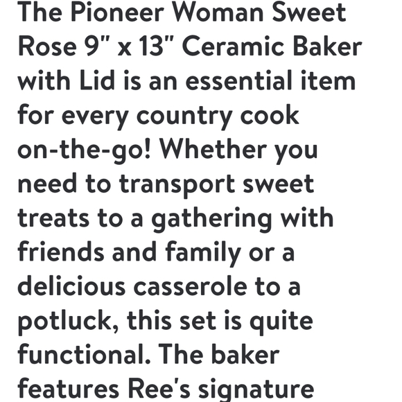 ❤️ New Pioneer Woman Sweet Rose Ceramic 9 x 13" Baker with Lid - Picture 2 of 7